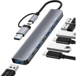 Hub usb c 3. 0, 7 en 1 station d'accueil usb c universel avec 2 usb c ports, usb a 3. 0 port et 4 usb ...