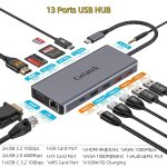 Hub usb c 3. 2 10gbps avec 4k - 60 hz hdmi vers type c vga rj45 station d'accueil de port audio pour ...