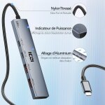 Hub usb c 3. 2, 10gbps, multiprise usb c avec 120cm cable tresse en nylon, adaptateur type c vers 2a2c ...