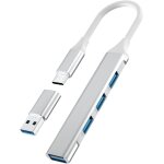 Hub usb c, 4 ports mini usb avec adaptateur usb c vers usb, concentrateur d'extension usb c pour ordinateur ...