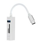 Hub usb - c 5 en 1 avec 3 ports usb et lecteur de carte sd micro - sd linq argent