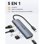 Hub usb c 5 - en - 1, adaptateur usb c vers hdmi 4k avec port usb - c 100w pd, ultra - rapide 3 usb - ...