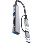 Hub usb c + usb 5 ports r�partiteur usb multiport c�ble de donn�es �tendu, adaptateur de carte m�moire ...