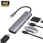 Hub usb c 6 en 1 pour adaptateur macbook pro type c lecteur de carte sd multiport 4k hdmi