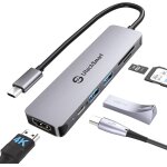 Hub usb c, 6 en 1 adaptateur usb c vers hdmi 4k 60hz, 2 ports usb 3. 0, pd 100w, lecteur de cartes sd ...
