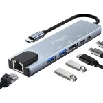 Hub usb c, (6 en 1) adaptateur vers rj45 ethernet, hdmi 4k, pd 100w, usb 3. 0 port, usb 2. 0 port, type ...