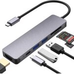 Hub usb c 6 en 1, station d'accueil d'extension type - c 6 en 1, cble rseau pour ordinateur portable, ...
