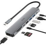 Hub usb c 8 en 1 adaptateur usb c vers hdmi avec port de donnes de type c, lecteur de carte sd / micro ...
