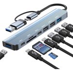 Hub usb c 8 en 2, adaptateur multiport m - acbook usb adaptateur, usb hub usb c avec lecteur de carte ...
