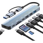 Hub usb c 8 en 2, adaptateur multiport m - acbook usb adaptateur, usb hub usb c avec lecteur de carte ...