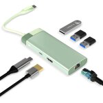 Hub usb c, adaptateur usb c 6 en 1 avec gigabit rj45 ethernet, 3 x usb 3. 0, hdmi 4k et 100w pd, station ...