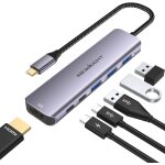 Hub usb c, adaptateur usb c 6 en 1 avec hdmi 4k, 3 usb 3. 0, 100 w pd, port de donnes usb c, haut dbit ...
