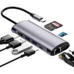 Hub usb c - adaptateur usb c 8 en 1 avec hdmi 4k, 2 usb - a 3. 1, 1 usb - c 3. 1, pd 100w, sd / tf, ethernet ... Hub usb c - adaptateur usb c 8 en 1 avec hdmi 4k, 2 usb - a 3. 1, 1 usb - c 3. 1, pd 100w, sd / tf, ethernet ...