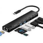 Hub usb c avec adaptateur ethernet 8 en 1 type c multiport avec 100 w pd, 4k hdtv, usb 3. 0 / 2. 0, port ...