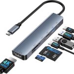 Hub usb c, adaptateur usb c multiport avec hdmi 4k@60hz, 100w pd, lecture de carte sd / tf, usb - c 3. ...