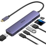 Hub usb c, adaptateur multiport usb c pour macbook pro / air, adaptateur 7 en 1, hub usb c vers hdmi, ...