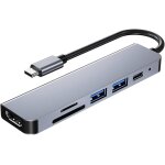 Hub usb c, adaptateur usb c multiport pour macbook pro, hub usb c  hdmi 6 - en - 1, compatible avec ...