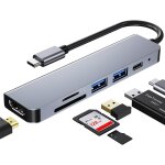 Hub usb c, adaptateur usb c multiport pour macbook pro, hub usb c  hdmi 6 - en - 1, compatible avec ...