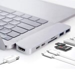 Hub usb c hub type c en aluminium adaptateur hub pour macbook pro 13  et 15  2016 / 2017, usb c vers ...