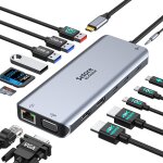 Hub usb c docking station usb c dual monitor, 14 en 1 dock usb c double hdmi, vga, 10gbps usb c&usb a, ...