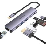 Hub usb c avec ethernet 7 en 1 adaptateur type c avec hdmi 4k, 2 usb 3. 0, 1g ethernet, port pd 100w, ...