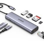 Hub usb c ethernet gigabit hdmi 4k pd 100w 7 en 1 dock station adaptateur usb c lecteur de carte sd compatible ...