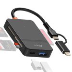Hub usb c + lightning multiport lecteur carte otg polyvalent linq noir