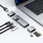 Hub usb c pour macbook, usb - c hub 7 en 2, pour thunderbolt 4 port, 4k 60hz hdmi, ethernet, 2 ports ...