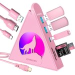 Hub usb c rose, hub usb 8 en 1 avec hdmi 4k, 100 w pd 5 gbps usb - c, 3 usb - a 3. 0, lecteur de carte ...