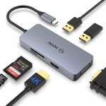 Hub usb c, station d'accueil 6 en 1 avec port hdmi 4k, port vga, 2 ports usb 2. 0, lecteur de carte sd ...