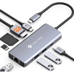 Hub usb c vers hdmi 4k@60hz, 8 - en - 1 adaptateur usb c vers usb x 3, gigabit ethernet, pd 100w, lecteur ...