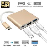 Hub usb type c vers hdmi, compatible avec macbook pro / air, thunderbolt 3, port usb 3. 0, alimentation ...