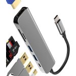 Hub usb c vers hdmi + tf + carte sd + adaptateur double port usb (6 en 1) type chargeur multiport dongle ...