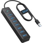 Hub usb, data hub usb 7 ports, c�ble de 50cm, pour macbook, mac pro / mini, imac, surface pro, xps, notebook ...