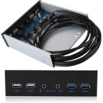 Hub usb en faade, 2 ports usb3. 0 + usb2. 0 carte d'extension audio hd 19 broches, 6 ports compatibles ...