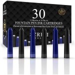 Ihdih - recharges d'encre pour stylo plume - lot de 30 cartouches d'encre noire et bleue - taille standard ...