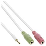 Inline - c�ble pour casque micro - mini - phone stereo 3. 5 mm femelle pour mini jack 4 p�les m�le - ...
