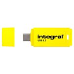 Integral neon - c - cl� usb - 64 go - usb - c 3. 1 gen 1 - jaune
