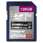 Integral ultimapro - carte m�moire flash - 128 go - video class v30 / uhs - i u3 / class10 - sdxc uhs ...
