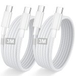 Iphone 15 16 c�ble usb c vers usb c 3m / lot de 2, cable chargeur iphone 15 16 c�ble usb c charge rapide ...