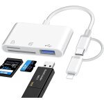 Iphone sd card reader, [apple mfi certified] 3 in 1 sd card reader for iphone, usb c sd card reader for ...
