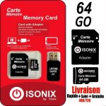Isonix carte mémoire micro - sd 64 go micro sdhc / sdxc + adaptateur 100% réel class 10 + lecture carte ... Isonix carte mémoire micro - sd 64 go micro sdhc / sdxc + adaptateur 100% réel class 10 + lecture carte ...