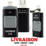 Isonix cl usb 64 go 3 en 1 compatible ios / android pour apple iphone x / 8 / 7 / 6 / 5 samsung / ipad ...