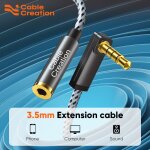 Jack 3, 5 mm aux audio mâle vers femelle câble d'extension 90 degrés avec microphone adaptateur audio ... Jack 3, 5 mm aux audio mâle vers femelle câble d'extension 90 degrés avec microphone adaptateur audio ...