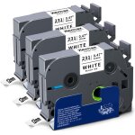 Jexnovashop - lot de 3 rubans encreurs compatibles avec brother p - touch tze - 231, pt - 1010, h105, ...