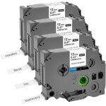 Jexnovashop - 4 x ruban compatible pour brother tze - 231 tz231 tz - 231 tze 12mm 0. 47 noir sur blanc ...