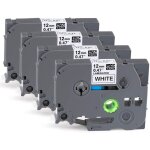 Jexnovashop - 4 x ruban etiqueteuse cassette ruban pour �tiqueteuse noir sur blanc 12mm x 8m, compatible ...