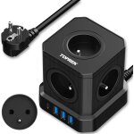 Jexnovashop - multiprise usb cube, cube rallonge multiprise 2m avec 5 prises ac fran�aise, 1 usb c(20w ...