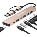 Jgd - 17, 8 cm - 1 adaptateur hub - hub usb c avec 2 ports de donnes usb - c - usb3. 0 et 4usb2. 0 - ...