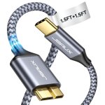 Jgd - lot de 2 c�ble usb c vers micro usb 3. 0 c�ble disque dur cable type c m�le vers micro b m�le pour ...